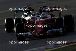 Sebastian Vettel (GER), Scuderia Ferrari and Nico Rosberg (GER), Mercedes AMG F1 Team  23.02.2016. Formula One Testing, Day Two, Barcelona, Spain. Tuesday.