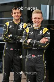 (L to R): Jolyon Palmer (GBR) Renault Sport F1 Team with team mate Kevin Magnussen (DEN) Renault Sport F1 Team. 23.02.2016. Formula One Testing, Day Two, Barcelona, Spain. Tuesday.