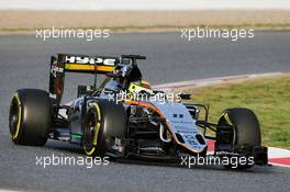 Sergio Perez (MEX) Sahara Force India F1 VJM09. 23.02.2016. Formula One Testing, Day Two, Barcelona, Spain. Tuesday.