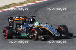 Nico Hulkenberg (GER) Sahara Force India F1 VJM09. 24.02.2016. Formula One Testing, Day Three, Barcelona, Spain. Wednesday.