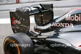 Jenson Button (GBR) McLaren MP4-31 - rear wing and exhaust detail. 24.02.2016. Formula One Testing, Day Three, Barcelona, Spain. Wednesday.