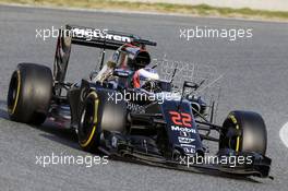 Jenson Button (GBR) McLaren MP4-31 running sensor equipment. 24.02.2016. Formula One Testing, Day Three, Barcelona, Spain. Wednesday.