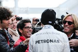 Nico Rosberg (GER) Mercedes AMG F1 with the media. 24.02.2016. Formula One Testing, Day Three, Barcelona, Spain. Wednesday.