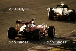 Lewis Hamilton (GBR) Mercedes AMG F1 W07 Hybrid leads Kimi Raikkonen (FIN) Ferrari SF16-H. 24.02.2016. Formula One Testing, Day Three, Barcelona, Spain. Wednesday.