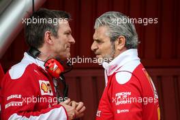 (L to R): James Allison (GBR) Ferrari Chassis Technical Director with Maurizio Arrivabene (ITA) Ferrari Team Principal. 24.02.2016. Formula One Testing, Day Three, Barcelona, Spain. Wednesday.