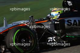 Sergio Perez (MEX) Sahara Force India F1 VJM09 running sensor equipment. 04.03.2016. Formula One Testing, Day Four, Barcelona, Spain. Friday.