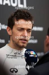Jolyon Palmer (GBR) Renault Sport F1 Team with the media. 04.03.2016. Formula One Testing, Day Four, Barcelona, Spain. Friday.