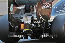 Mercedes AMG F1 W07 Hybrid rear wing, rear diffuser and exhaust detail. 04.03.2016. Formula One Testing, Day Four, Barcelona, Spain. Friday.