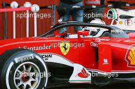 Sebastian Vettel (GER) Ferrari SF16-H running the Halo cockpit cover. 04.03.2016. Formula One Testing, Day Four, Barcelona, Spain. Friday.