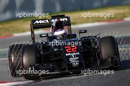 Jenson Button (GBR) McLaren MP4-31 running sensor equipment. 04.03.2016. Formula One Testing, Day Four, Barcelona, Spain. Friday.