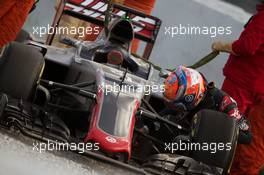 Romain Grosjean (FRA) Haas F1 Team VF-16 in the gravel trap. 03.03.2016. Formula One Testing, Day Three, Barcelona, Spain. Thursday.
