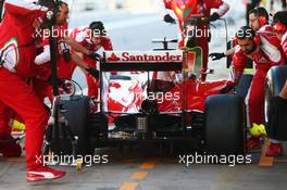 Kimi Raikkonen (FIN) Ferrari SF16-H practices a pit stop. 03.03.2016. Formula One Testing, Day Three, Barcelona, Spain. Thursday.