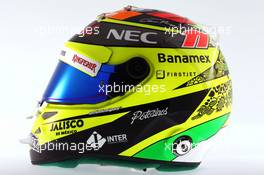 The helmet of Sergio Perez (MEX) Sahara Force India F1. 03.03.2016. Formula One Testing, Day Three, Barcelona, Spain. Thursday.