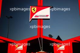 Ferrari logo on a truck in the paddock. 03.03.2016. Formula One Testing, Day Three, Barcelona, Spain. Thursday.