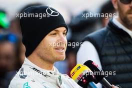 Nico Rosberg (GER) Mercedes AMG F1 with the media. 03.03.2016. Formula One Testing, Day Three, Barcelona, Spain. Thursday.