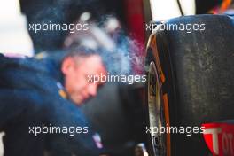 Red Bull Racing RB12 brake smoke from a wheel. 03.03.2016. Formula One Testing, Day Three, Barcelona, Spain. Thursday.