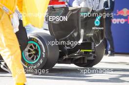 Lewis Hamilton (GBR) Mercedes AMG F1 W07 Hybrid - rear wing detail. 01.03.2016. Formula One Testing, Day One, Barcelona, Spain. Tuesday.