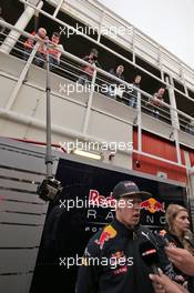 Daniil Kvyat (RUS) Red Bull Racing with the media. 01.03.2016. Formula One Testing, Day One, Barcelona, Spain. Tuesday.
