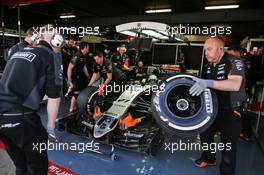 Nico Hulkenberg (GER) Sahara Force India F1 VJM09 in the pits. 01.03.2016. Formula One Testing, Day One, Barcelona, Spain. Tuesday.