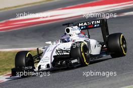 Valtteri Bottas (FIN) Williams FW38. 01.03.2016. Formula One Testing, Day One, Barcelona, Spain. Tuesday.