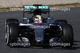Lewis Hamilton (GBR) Mercedes AMG F1 W07 . 02.03.2016. Formula One Testing, Day Two, Barcelona, Spain. Wednesday.