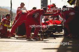 Sebastian Vettel (GER) Ferrari SF16-H practices a pit stop. 02.03.2016. Formula One Testing, Day Two, Barcelona, Spain. Wednesday.