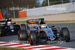 Sergio Perez (MEX) Sahara Force India F1 VJM09. 02.03.2016. Formula One Testing, Day Two, Barcelona, Spain. Wednesday.