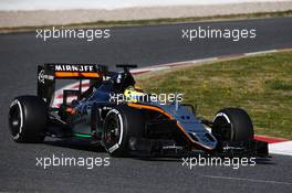 Sergio Perez (MEX) Force India F1 VJM09. 02.03.2016. Formula One Testing, Day Two, Barcelona, Spain. Wednesday.
