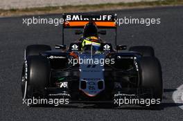 Sergio Perez (MEX) Force India F1 VJM09. 02.03.2016. Formula One Testing, Day Two, Barcelona, Spain. Wednesday.