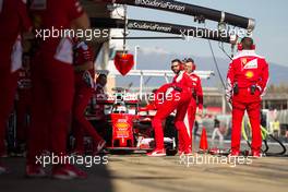 Sebastian Vettel (GER) Ferrari SF16-H in the pits. 02.03.2016. Formula One Testing, Day Two, Barcelona, Spain. Wednesday.