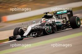 Lewis Hamilton (GBR) Mercedes AMG F1 W07 Hybrid running sensor equipment. 02.03.2016. Formula One Testing, Day Two, Barcelona, Spain. Wednesday.