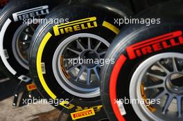 Pirelli tyres. 02.03.2016. Formula One Testing, Day Two, Barcelona, Spain. Wednesday.