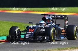 Fernando Alonso (ESP) McLaren MP4-31. 26.08.2016. Formula 1 World Championship, Rd 13, Belgian Grand Prix, Spa Francorchamps, Belgium, Practice Day.