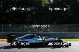 Nico Rosberg (GER) Mercedes AMG F1 W07 Hybrid with the Halo cockpit cover. 26.08.2016. Formula 1 World Championship, Rd 13, Belgian Grand Prix, Spa Francorchamps, Belgium, Practice Day.