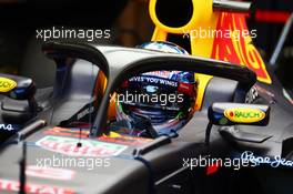 Daniel Ricciardo (AUS) Red Bull Racing RB12 with the Halo cockpit cover. 26.08.2016. Formula 1 World Championship, Rd 13, Belgian Grand Prix, Spa Francorchamps, Belgium, Practice Day.