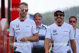 Jenson Button (GBR), McLaren Honda and Fernando Alonso (ESP), McLaren Honda  26.08.2016. Formula 1 World Championship, Rd 13, Belgian Grand Prix, Spa Francorchamps, Belgium, Practice Day.