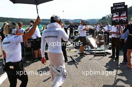 Lewis Hamilton (GBR) Mercedes AMG F1 on the grid. 28.08.2016. Formula 1 World Championship, Rd 13, Belgian Grand Prix, Spa Francorchamps, Belgium, Race Day.