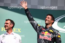 2nd place Daniel Ricciardo (AUS) Red Bull Racing RB12. 28.08.2016. Formula 1 World Championship, Rd 13, Belgian Grand Prix, Spa Francorchamps, Belgium, Race Day.