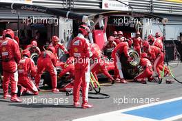 Kimi Raikkonen (FIN) Ferrari SF16-H makes a pit stop. 28.08.2016. Formula 1 World Championship, Rd 13, Belgian Grand Prix, Spa Francorchamps, Belgium, Race Day.