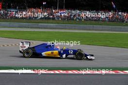 Felipe Nasr (BRA) Sauber C35 runs wide. 28.08.2016. Formula 1 World Championship, Rd 13, Belgian Grand Prix, Spa Francorchamps, Belgium, Race Day.