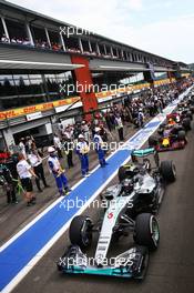 Nico Rosberg (GER) Mercedes AMG F1 W07 Hybrid in the pits as the race is stopped. 28.08.2016. Formula 1 World Championship, Rd 13, Belgian Grand Prix, Spa Francorchamps, Belgium, Race Day.