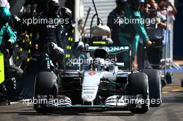 Nico Rosberg (GER) Mercedes AMG F1 W07 Hybrid makes a pit stop. 28.08.2016. Formula 1 World Championship, Rd 13, Belgian Grand Prix, Spa Francorchamps, Belgium, Race Day.