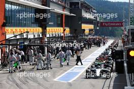 Nico Rosberg (GER) Mercedes AMG F1 W07 Hybrid in the pits as the race is stopped. 28.08.2016. Formula 1 World Championship, Rd 13, Belgian Grand Prix, Spa Francorchamps, Belgium, Race Day.