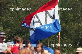 Fans and a flag for Max Verstappen (NLD) Red Bull Racing. 28.08.2016. Formula 1 World Championship, Rd 13, Belgian Grand Prix, Spa Francorchamps, Belgium, Race Day.