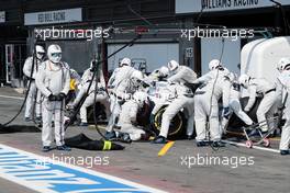 Valtteri Bottas (FIN) Williams FW38 makes a pit stop. 28.08.2016. Formula 1 World Championship, Rd 13, Belgian Grand Prix, Spa Francorchamps, Belgium, Race Day.