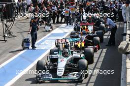 Nico Rosberg (GER) Mercedes AMG F1 W07 Hybrid in the pits as the race is stopped. 28.08.2016. Formula 1 World Championship, Rd 13, Belgian Grand Prix, Spa Francorchamps, Belgium, Race Day.