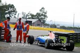 The Manor Racing MRT05 of race retiree Pascal Wehrlein (GER) Manor Racing by the side of the circuit. 28.08.2016. Formula 1 World Championship, Rd 13, Belgian Grand Prix, Spa Francorchamps, Belgium, Race Day.