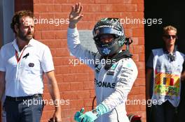 Nico Rosberg (GER) Mercedes AMG F1 celebrates his pole position in parc ferme. 27.08.2016. Formula 1 World Championship, Rd 13, Belgian Grand Prix, Spa Francorchamps, Belgium, Qualifying Day.