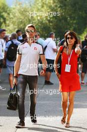 (L to R): Romain Grosjean (FRA) Haas F1 Team with his wife Marion Jolles Grosjean (FRA) TF1 TV Presenter. 27.08.2016. Formula 1 World Championship, Rd 13, Belgian Grand Prix, Spa Francorchamps, Belgium, Qualifying Day.