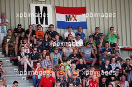 Fans and a flag for Max Verstappen (NLD) Red Bull Racing. 27.08.2016. Formula 1 World Championship, Rd 13, Belgian Grand Prix, Spa Francorchamps, Belgium, Qualifying Day.